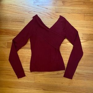 LF asymmetrical maroon top small women’s